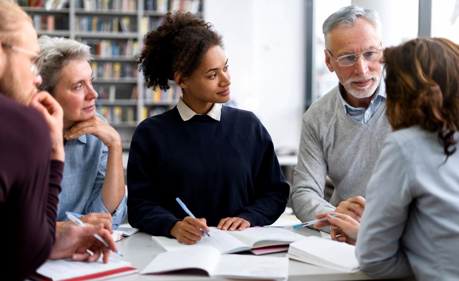 Student working effectively in organized home learning environment